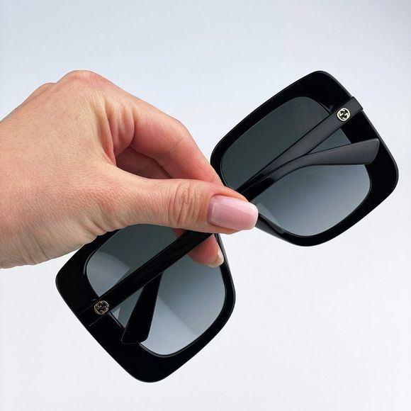 Gucci GG1314S 001 Sunglasses Black Dark Grey Oversized Square Women - Picture 7 of 13